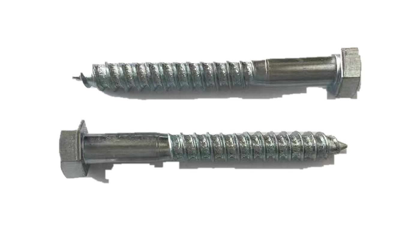 Hex head zinc plated lag wood screws