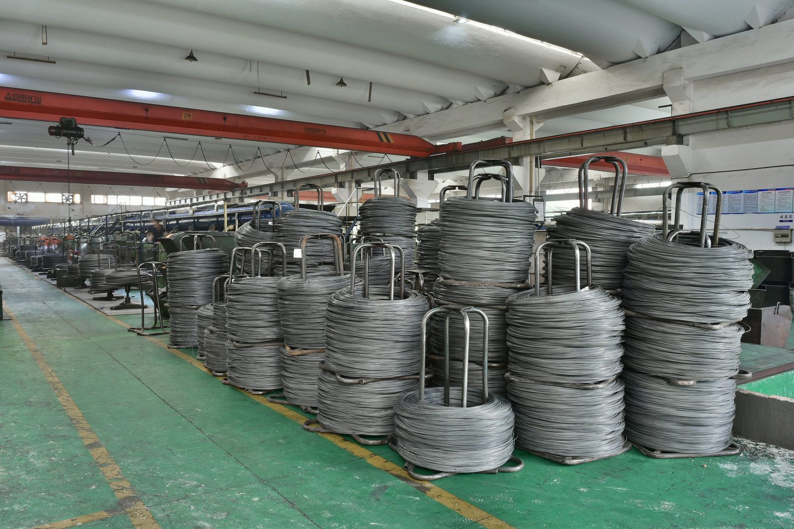 Steel wire coils — raw material staged inside Zinsn's Haiyan factory